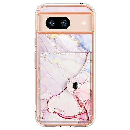 YB Leather Coating Series-9 for Google Pixel 8a Case IMD Pattern Card Holder Kickstand Phone Cover