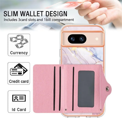 YB Leather Coating Series-9 for Google Pixel 8a Case IMD Pattern Card Holder Kickstand Phone Cover