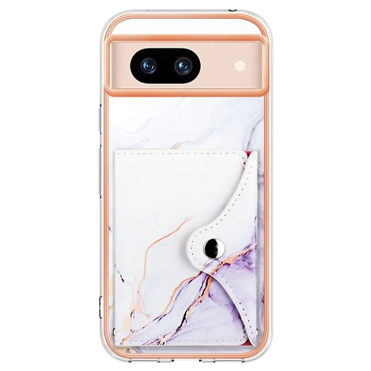 YB Leather Coating Series-9 for Google Pixel 8a Case IMD Pattern Card Holder Kickstand Phone Cover