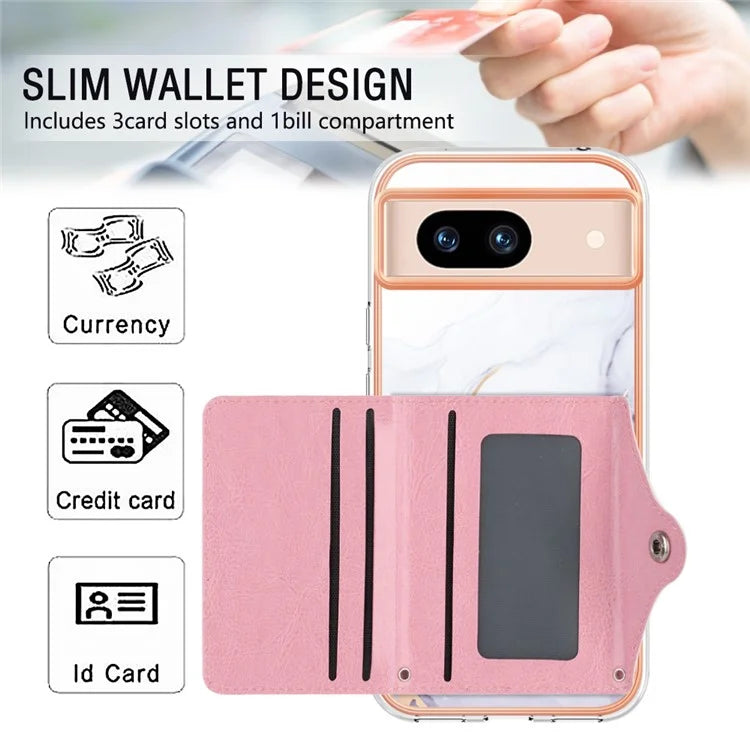 YB Leather Coating Series-9 for Google Pixel 8a Case IMD Pattern Card Holder Kickstand Phone Cover