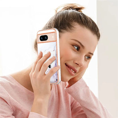 YB Leather Coating Series-9 for Google Pixel 8a Case IMD Pattern Card Holder Kickstand Phone Cover
