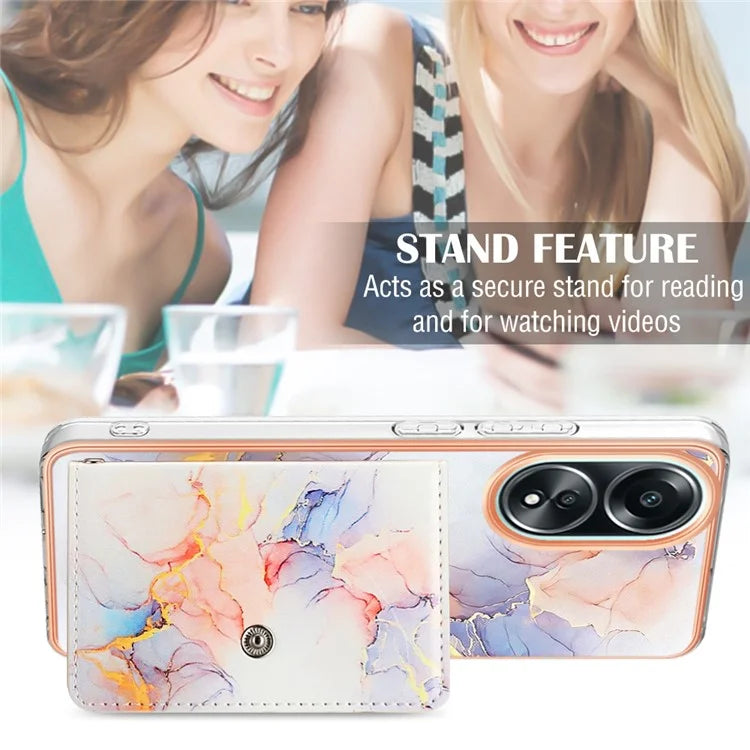 YB Leather Coating Series-9 for Oppo A58 4G Case Card Holder Leather+TPU IMD Protective Cover