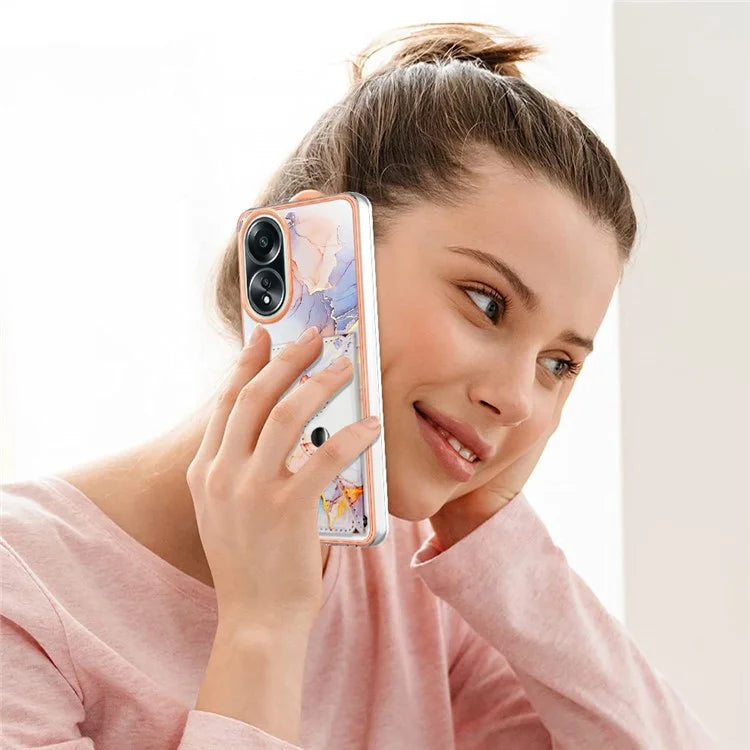 YB Leather Coating Series-9 for Oppo A58 4G Case Card Holder Leather+TPU IMD Protective Cover