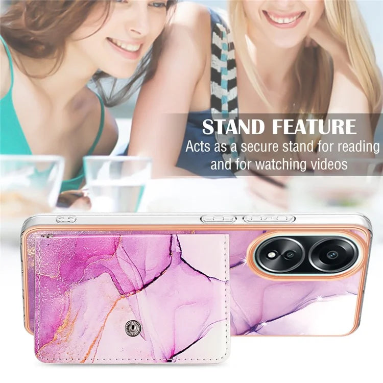 YB Leather Coating Series-9 for Oppo A58 4G Case Card Holder Leather+TPU IMD Protective Cover