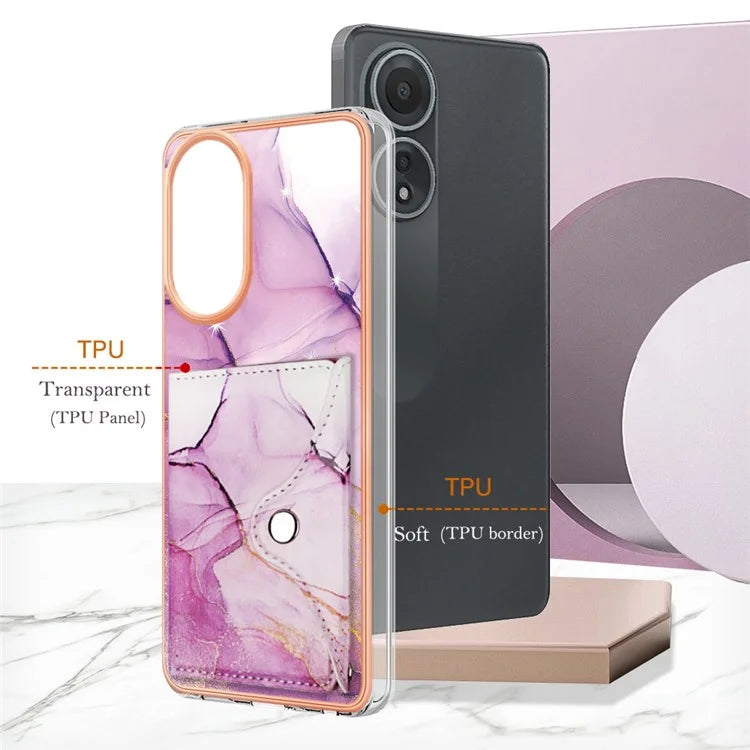 YB Leather Coating Series-9 for Oppo A58 4G Case Card Holder Leather+TPU IMD Protective Cover