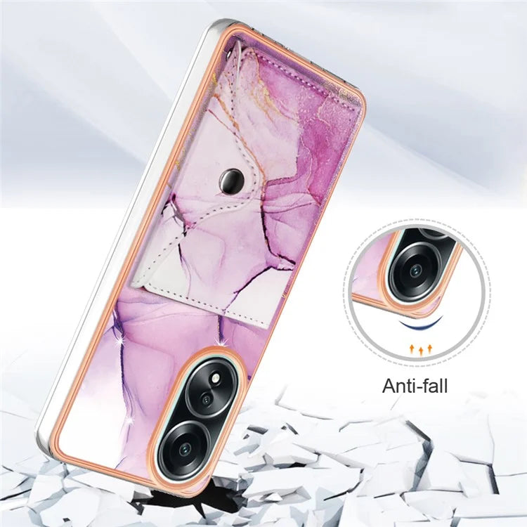 YB Leather Coating Series-9 for Oppo A58 4G Case Card Holder Leather+TPU IMD Protective Cover