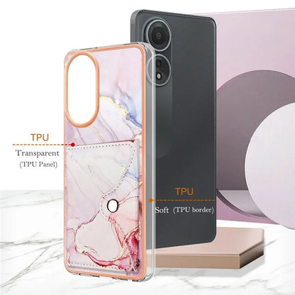 YB Leather Coating Series-9 for Oppo A58 4G Case Card Holder Leather+TPU IMD Protective Cover