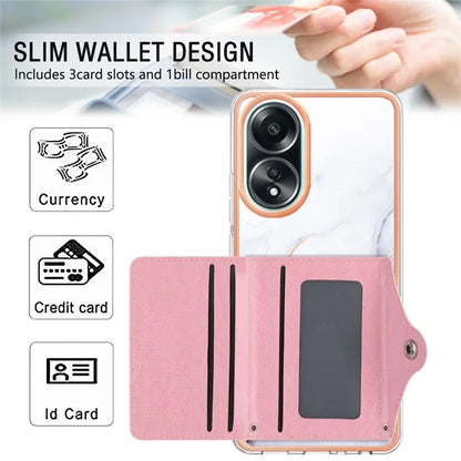 YB Leather Coating Series-9 for Oppo A58 4G Case Card Holder Leather+TPU IMD Protective Cover