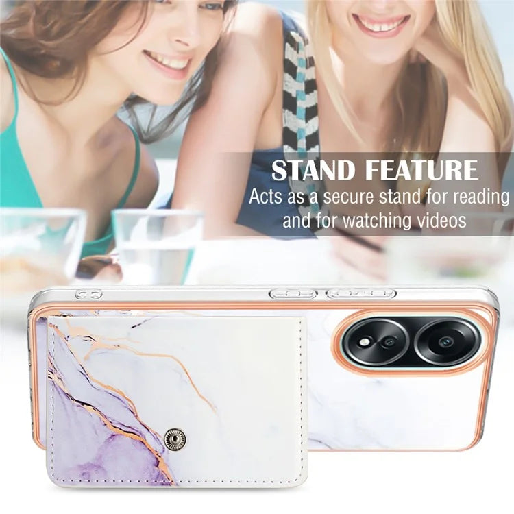 YB Leather Coating Series-9 for Oppo A58 4G Case Card Holder Leather+TPU IMD Protective Cover