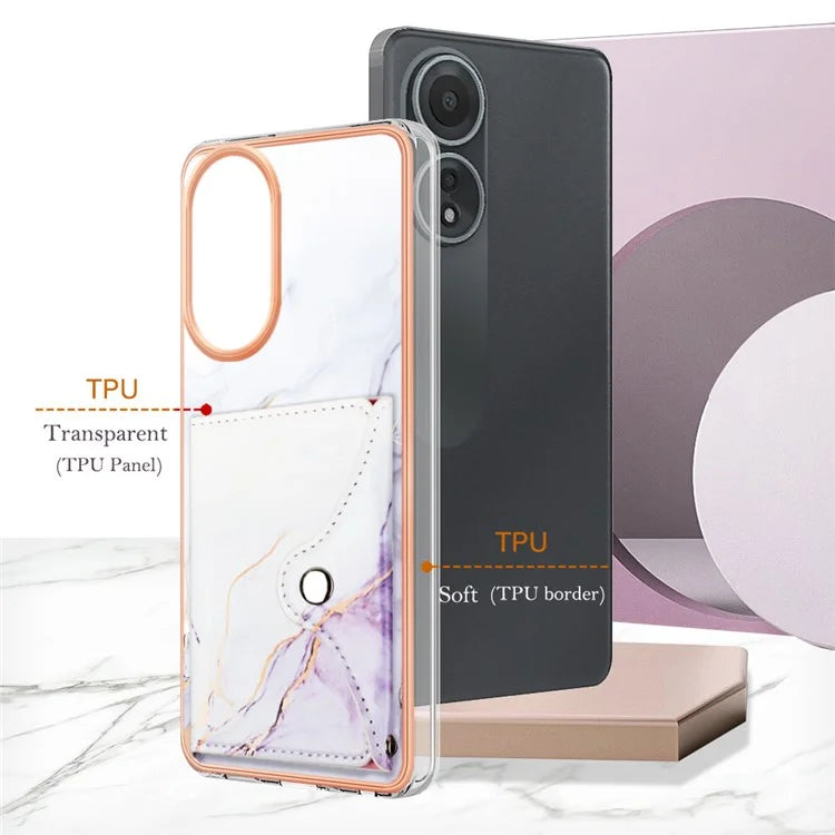YB Leather Coating Series-9 for Oppo A58 4G Case Card Holder Leather+TPU IMD Protective Cover