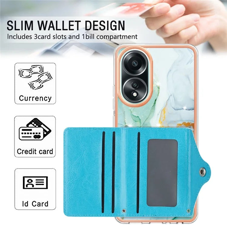 YB Leather Coating Series-9 for Oppo A58 4G Case Card Holder Leather+TPU IMD Protective Cover