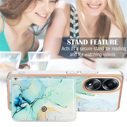 YB Leather Coating Series-9 for Oppo A58 4G Case Card Holder Leather+TPU IMD Protective Cover