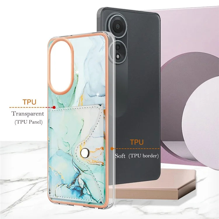 YB Leather Coating Series-9 for Oppo A58 4G Case Card Holder Leather+TPU IMD Protective Cover