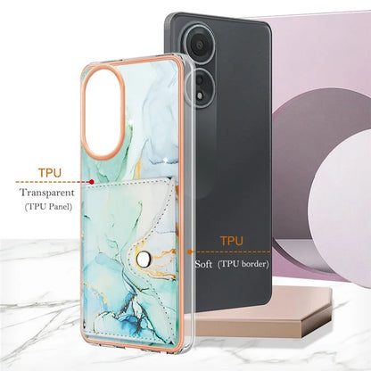 YB Leather Coating Series-9 for Oppo A58 4G Case Card Holder Leather+TPU IMD Protective Cover