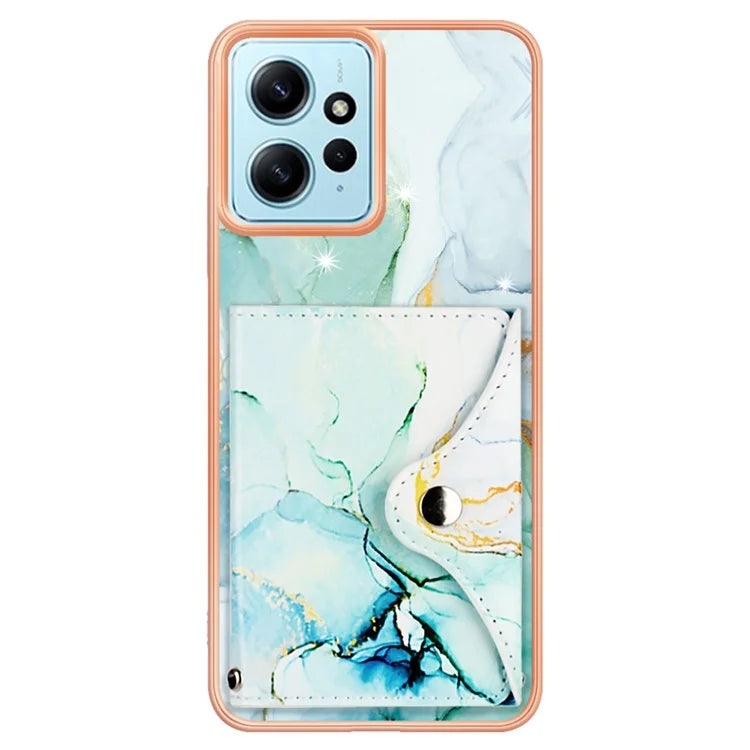 YB Leather Coating Series-9 for Xiaomi Redmi Note 12 4G IMD Case Leather+TPU Kickstand Phone Cover