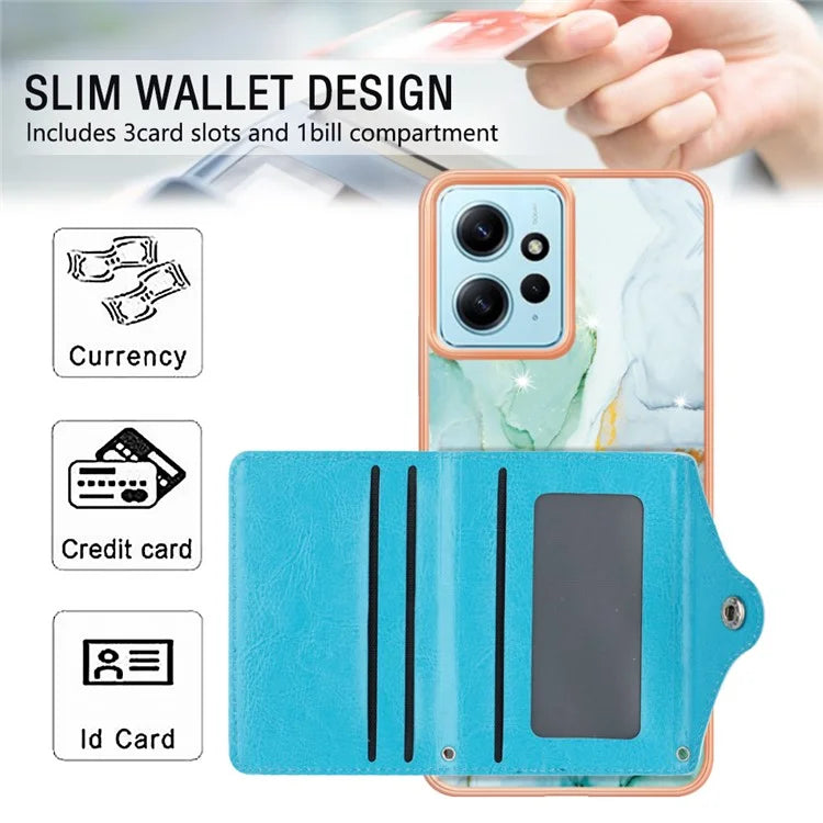 YB Leather Coating Series-9 for Xiaomi Redmi Note 12 4G IMD Case Leather+TPU Kickstand Phone Cover