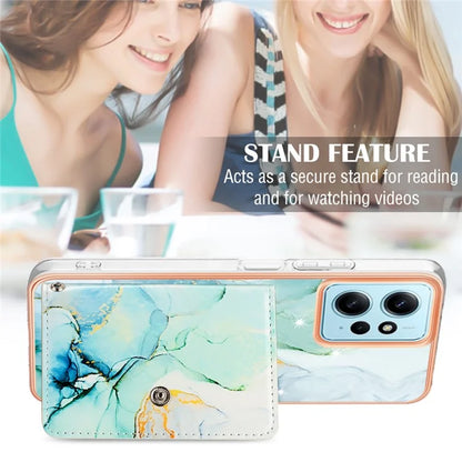 YB Leather Coating Series-9 for Xiaomi Redmi Note 12 4G IMD Case Leather+TPU Kickstand Phone Cover