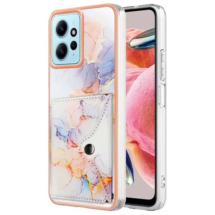 YB Leather Coating Series-9 for Xiaomi Redmi Note 12 4G IMD Case Leather+TPU Kickstand Phone Cover