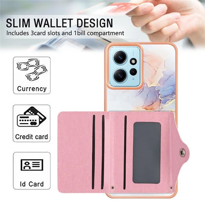 YB Leather Coating Series-9 for Xiaomi Redmi Note 12 4G IMD Case Leather+TPU Kickstand Phone Cover