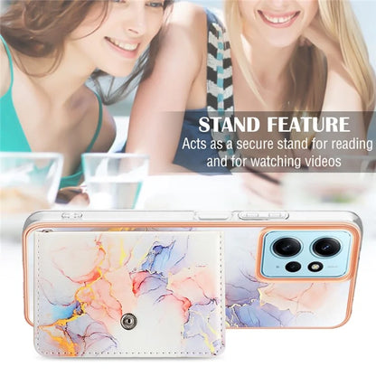 YB Leather Coating Series-9 for Xiaomi Redmi Note 12 4G IMD Case Leather+TPU Kickstand Phone Cover