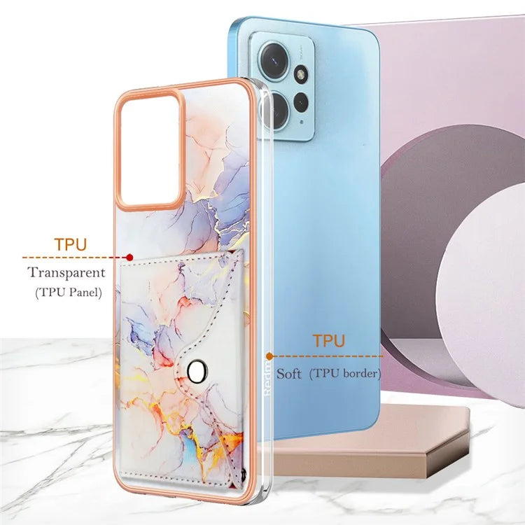 YB Leather Coating Series-9 for Xiaomi Redmi Note 12 4G IMD Case Leather+TPU Kickstand Phone Cover