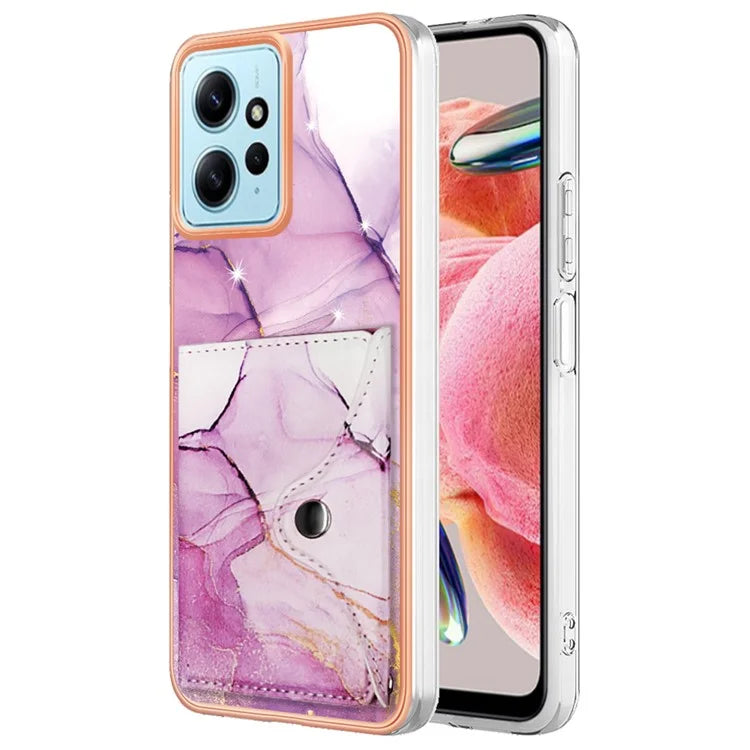 YB Leather Coating Series-9 for Xiaomi Redmi Note 12 4G IMD Case Leather+TPU Kickstand Phone Cover