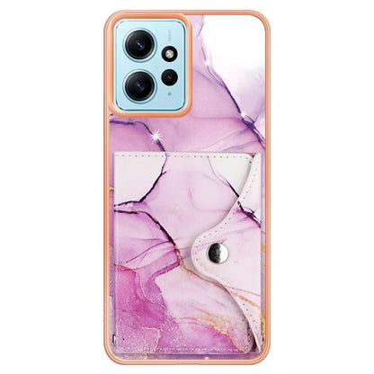 YB Leather Coating Series-9 for Xiaomi Redmi Note 12 4G IMD Case Leather+TPU Kickstand Phone Cover