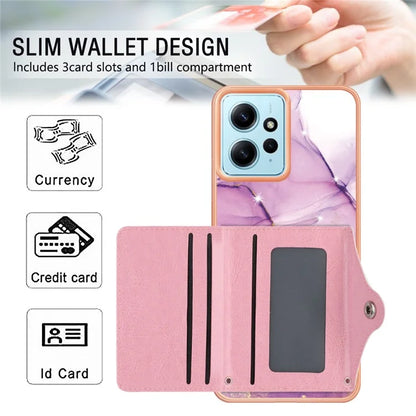 YB Leather Coating Series-9 for Xiaomi Redmi Note 12 4G IMD Case Leather+TPU Kickstand Phone Cover