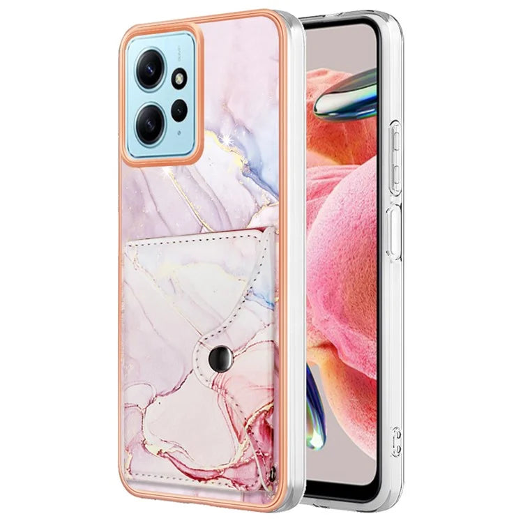 YB Leather Coating Series-9 for Xiaomi Redmi Note 12 4G IMD Case Leather+TPU Kickstand Phone Cover