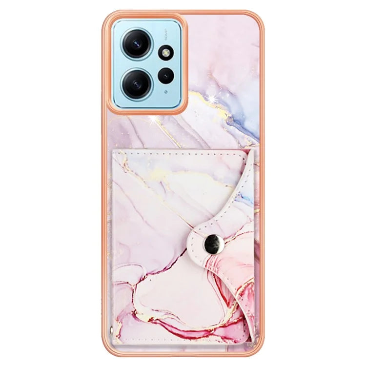 YB Leather Coating Series-9 for Xiaomi Redmi Note 12 4G IMD Case Leather+TPU Kickstand Phone Cover