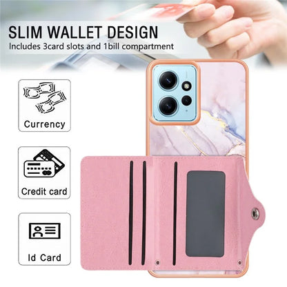 YB Leather Coating Series-9 for Xiaomi Redmi Note 12 4G IMD Case Leather+TPU Kickstand Phone Cover
