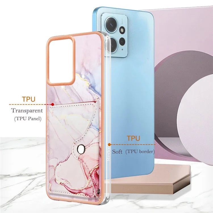 YB Leather Coating Series-9 for Xiaomi Redmi Note 12 4G IMD Case Leather+TPU Kickstand Phone Cover