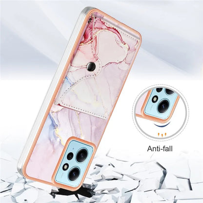 YB Leather Coating Series-9 for Xiaomi Redmi Note 12 4G IMD Case Leather+TPU Kickstand Phone Cover