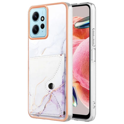 YB Leather Coating Series-9 for Xiaomi Redmi Note 12 4G IMD Case Leather+TPU Kickstand Phone Cover