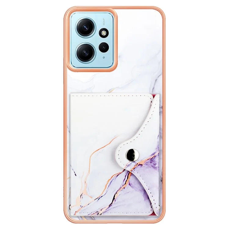 YB Leather Coating Series-9 for Xiaomi Redmi Note 12 4G IMD Case Leather+TPU Kickstand Phone Cover