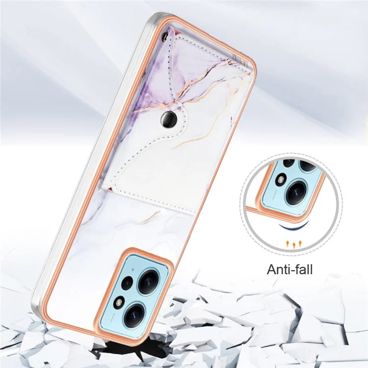 YB Leather Coating Series-9 for Xiaomi Redmi Note 12 4G IMD Case Leather+TPU Kickstand Phone Cover