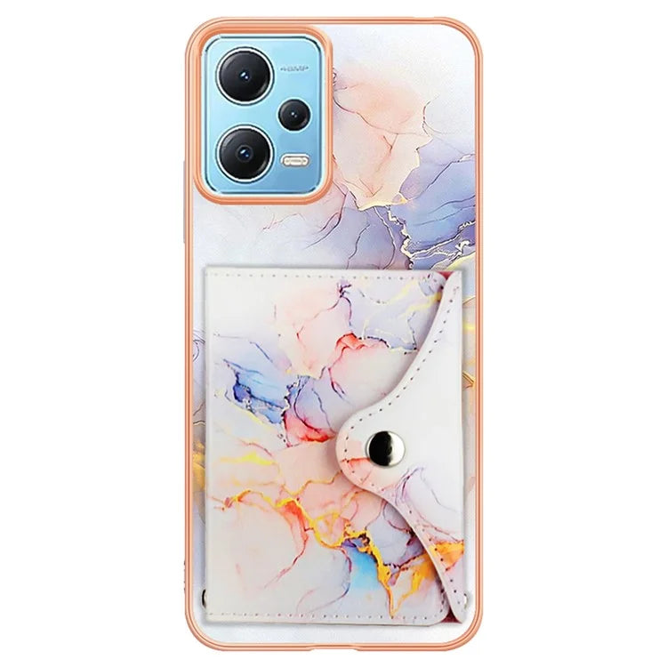 YB Leather Coating Series-9 for Xiaomi Redmi Note 12 5G (Global) Case Kickstand IMD Card Slot PU+TPU Cover