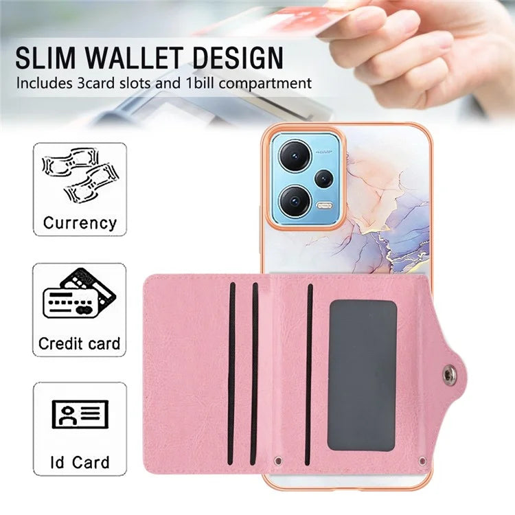 YB Leather Coating Series-9 for Xiaomi Redmi Note 12 5G (Global) Case Kickstand IMD Card Slot PU+TPU Cover