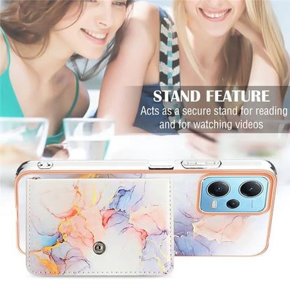 YB Leather Coating Series-9 for Xiaomi Redmi Note 12 5G (Global) Case Kickstand IMD Card Slot PU+TPU Cover