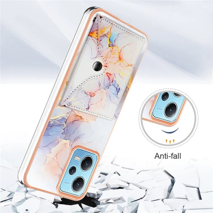 YB Leather Coating Series-9 for Xiaomi Redmi Note 12 5G (Global) Case Kickstand IMD Card Slot PU+TPU Cover