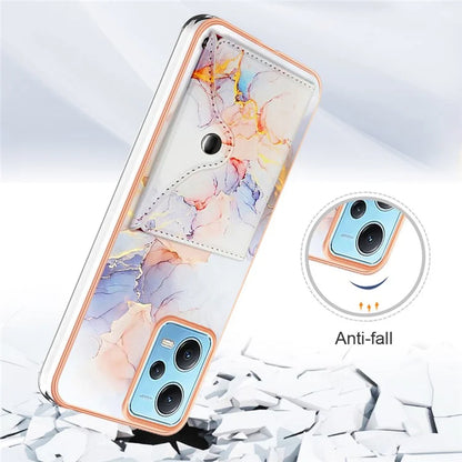 YB Leather Coating Series-9 for Xiaomi Redmi Note 12 5G (Global) Case Kickstand IMD Card Slot PU+TPU Cover