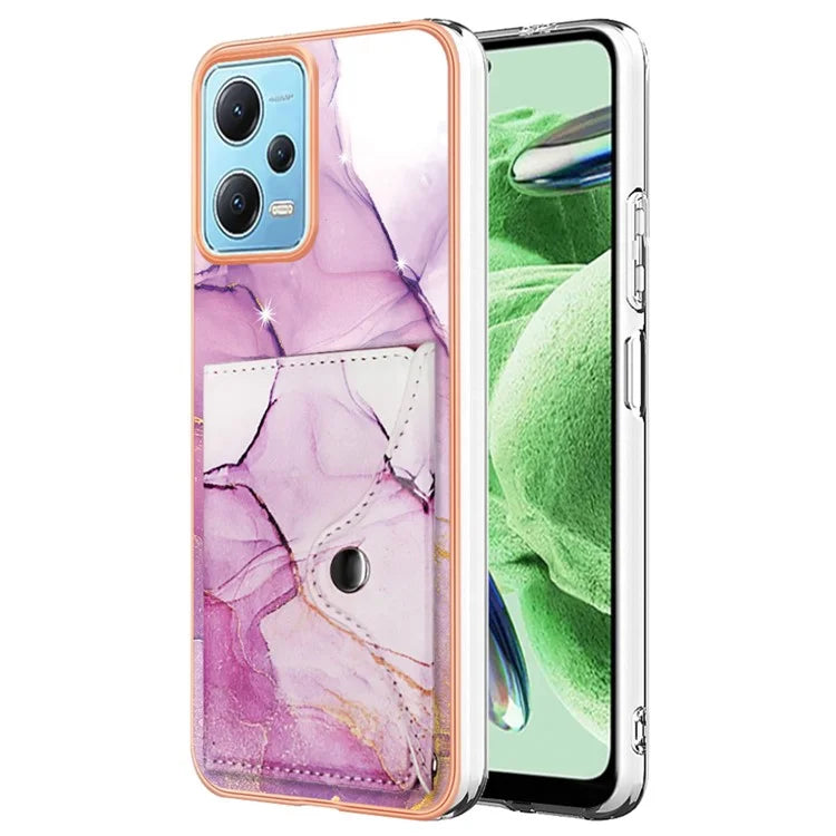 YB Leather Coating Series-9 for Xiaomi Redmi Note 12 5G (Global) Case Kickstand IMD Card Slot PU+TPU Cover