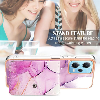 YB Leather Coating Series-9 for Xiaomi Redmi Note 12 5G (Global) Case Kickstand IMD Card Slot PU+TPU Cover