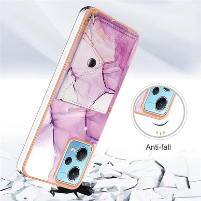 YB Leather Coating Series-9 for Xiaomi Redmi Note 12 5G (Global) Case Kickstand IMD Card Slot PU+TPU Cover