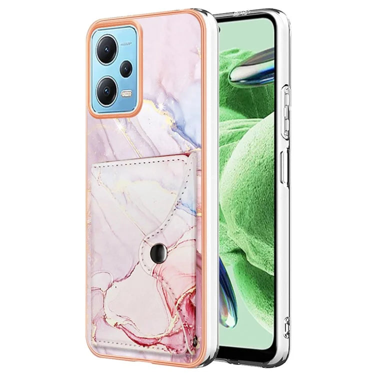 YB Leather Coating Series-9 for Xiaomi Redmi Note 12 5G (Global) Case Kickstand IMD Card Slot PU+TPU Cover
