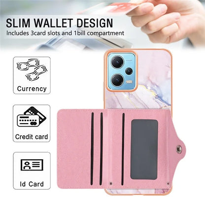 YB Leather Coating Series-9 for Xiaomi Redmi Note 12 5G (Global) Case Kickstand IMD Card Slot PU+TPU Cover