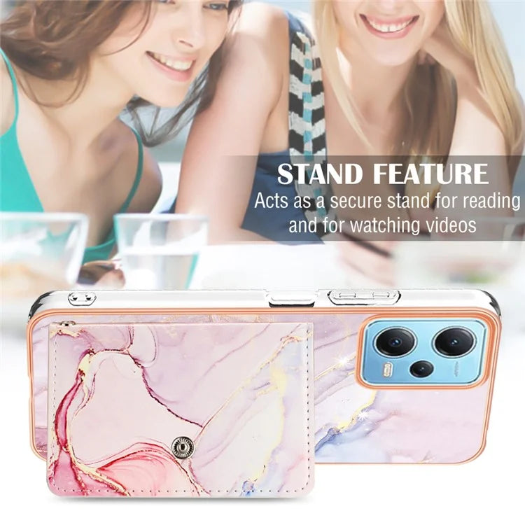 YB Leather Coating Series-9 for Xiaomi Redmi Note 12 5G (Global) Case Kickstand IMD Card Slot PU+TPU Cover