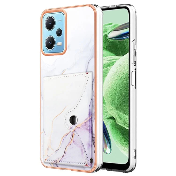 YB Leather Coating Series-9 for Xiaomi Redmi Note 12 5G (Global) Case Kickstand IMD Card Slot PU+TPU Cover
