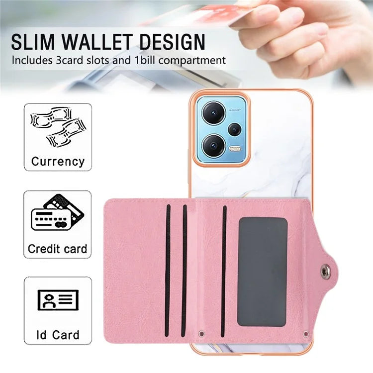 YB Leather Coating Series-9 for Xiaomi Redmi Note 12 5G (Global) Case Kickstand IMD Card Slot PU+TPU Cover