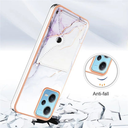 YB Leather Coating Series-9 for Xiaomi Redmi Note 12 5G (Global) Case Kickstand IMD Card Slot PU+TPU Cover